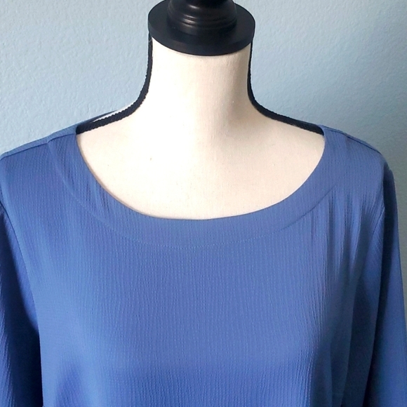 J JILL wearever easy care long tunic soft blue 3/4 sleeves size large - Picture 3 of 10